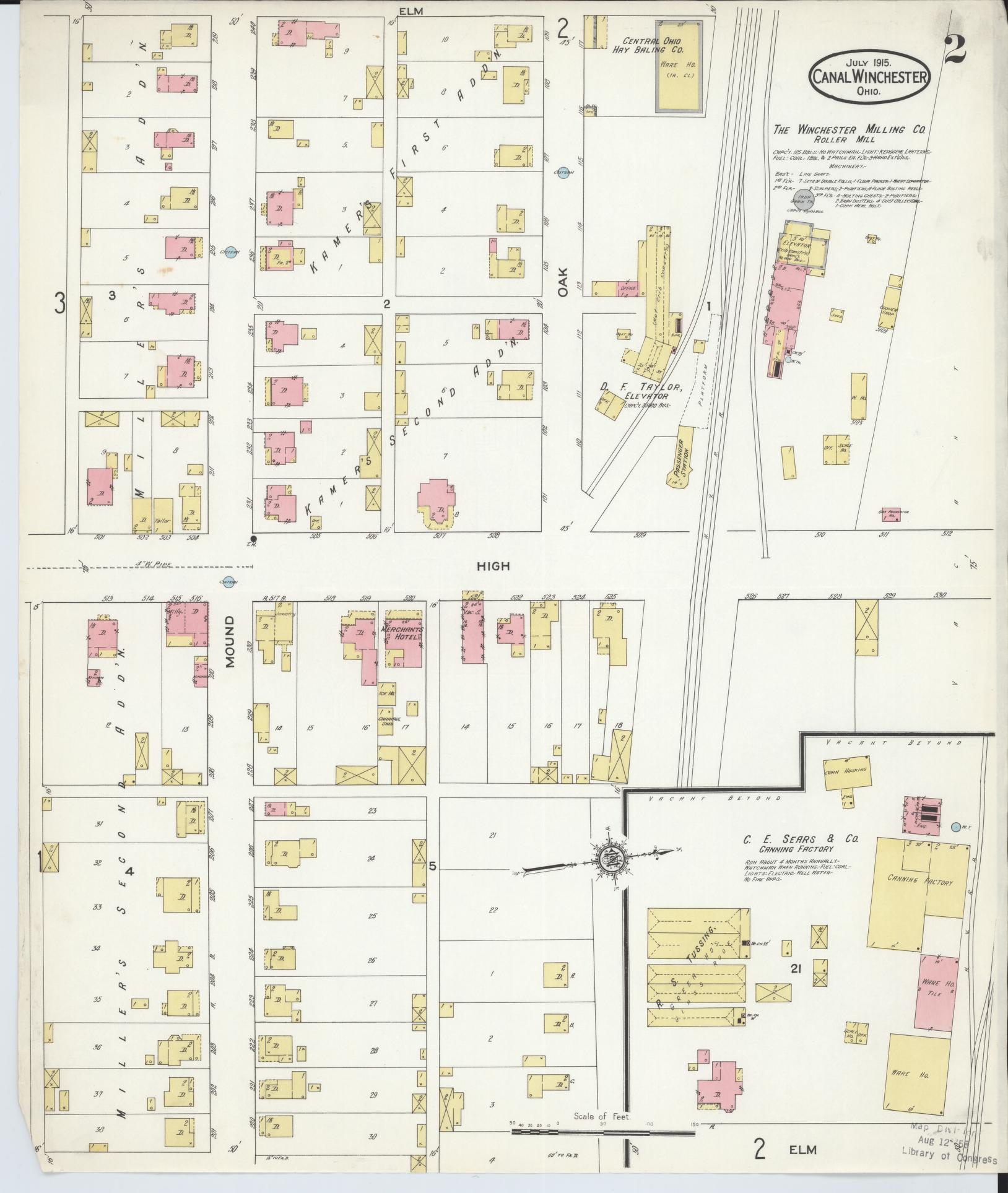 Sanborn Fire Insurance Map from Canal Winchester, Franklin County, Ohio (1915), Sheet #0002 - Complete Map Set gallery image, historic Sanborn map, vintage wall art, Ohio Ohio