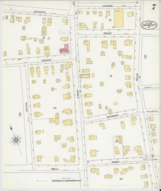 Sanborn Fire Insurance Map from Union City, Erie County, Pennsylvania (1905), Sheet #0007 - Historic Sanborn Fire Insurance Map Print, vintage old map wall art, antique decor, genealogy gift, Pennsylvania Pennsylvania map
