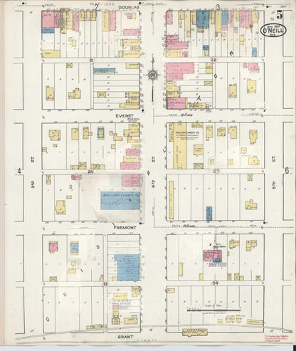Sanborn Fire Insurance Map from O'Neill, Holt County, Nebraska (1932), Sheet #0005 - Complete Map Set gallery image, historic Sanborn map, vintage wall art, Nebraska Nebraska