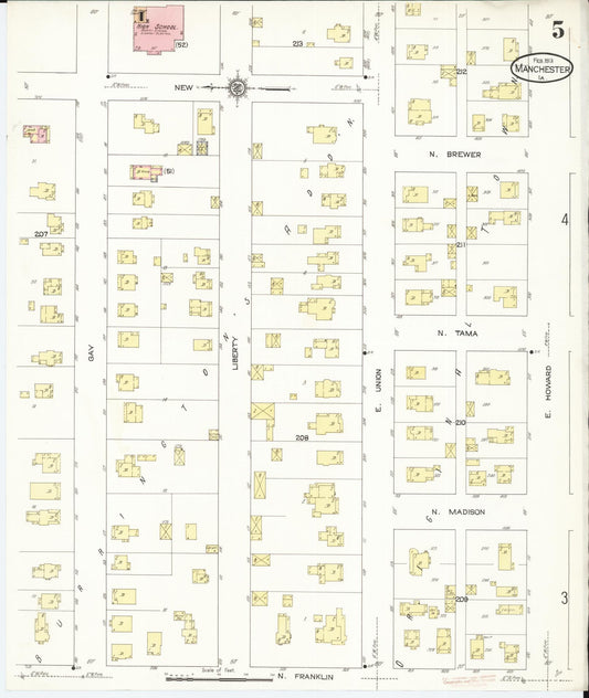 Sanborn Fire Insurance Map from Manchester, Delaware County, Iowa (1913), Sheet #0005 - Historic Sanborn Fire Insurance Map Print, vintage old map wall art, antique decor, genealogy gift, Manchester Delaware map
