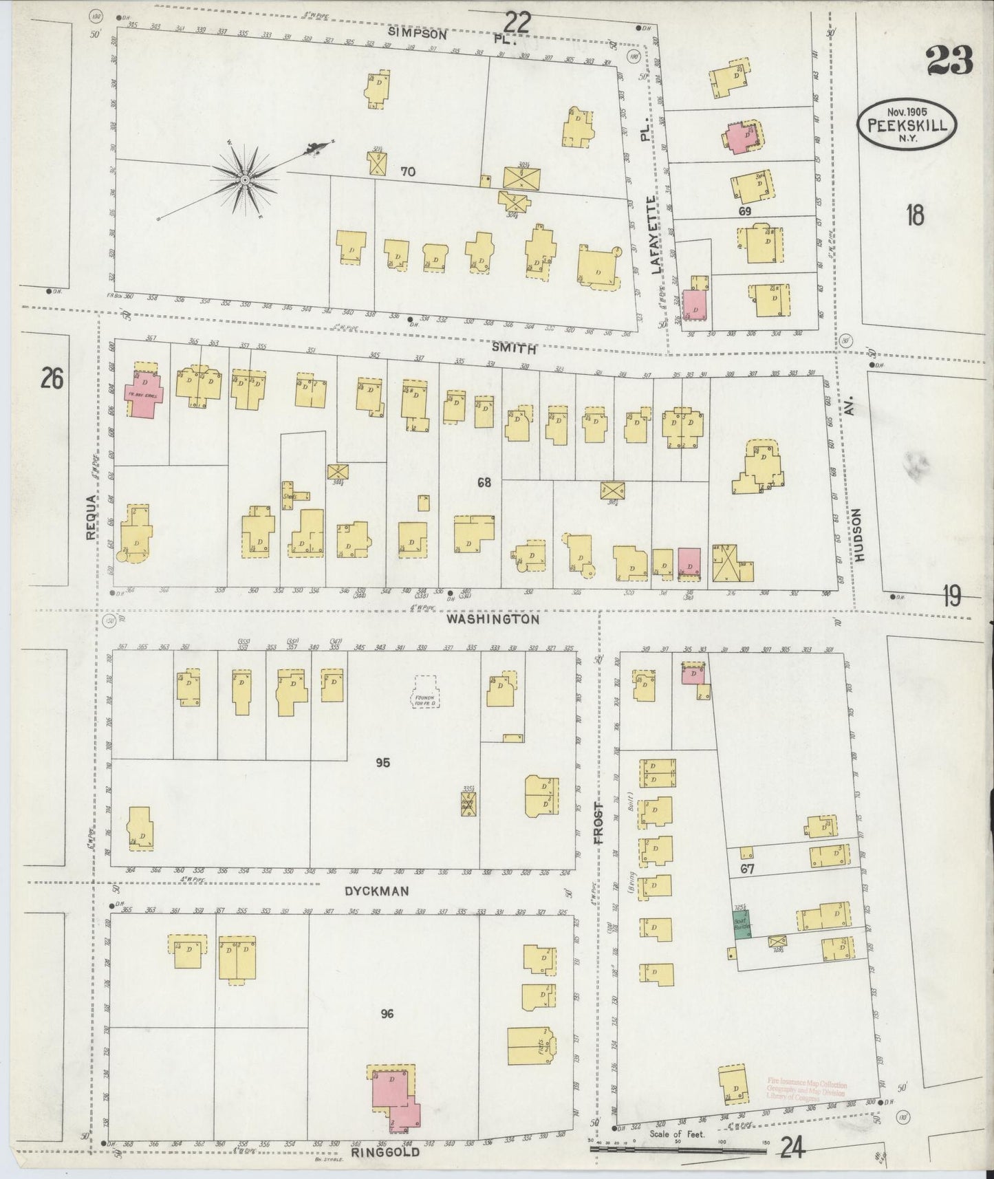 Sanborn Fire Insurance Map from Peekskill, Westchester County, New York (1905), Sheet #0023 - Complete Map Set gallery image, historic Sanborn map, vintage wall art, New York New York