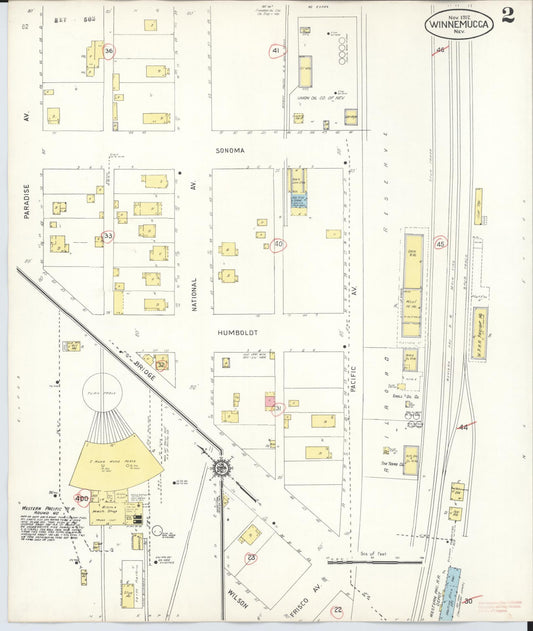 Sanborn Fire Insurance Map from Winnemucca, Humboldt County, Nevada (1943), Sheet #0002 - Historic Sanborn Fire Insurance Map Print, vintage old map wall art, antique decor, genealogy gift, Nevada Nevada map