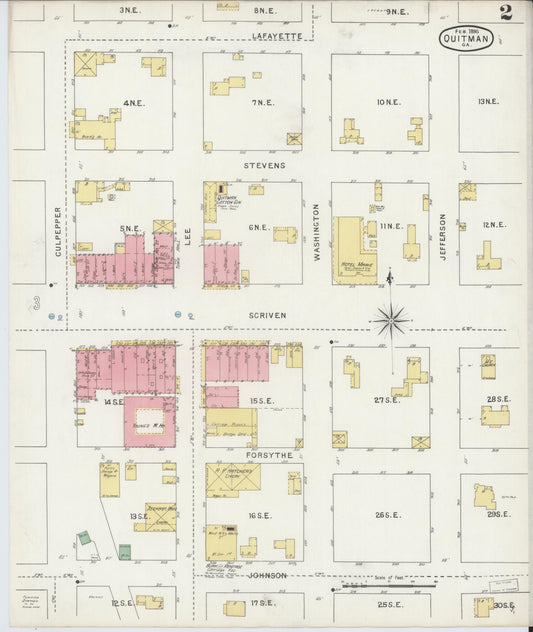 Sanborn Fire Insurance Map from Quitman, Brooks County, Georgia (1895), Sheet #0002 - Historic Sanborn Fire Insurance Map Print, vintage old map wall art, antique decor, genealogy gift, Georgia Georgia map