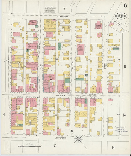 Sanborn Fire Insurance Map from Latrobe, Westmoreland County, Pennsylvania (1903), Sheet #0006 - Historic Sanborn Fire Insurance Map Print, vintage old map wall art, antique decor, genealogy gift, Pennsylvania Pennsylvania map