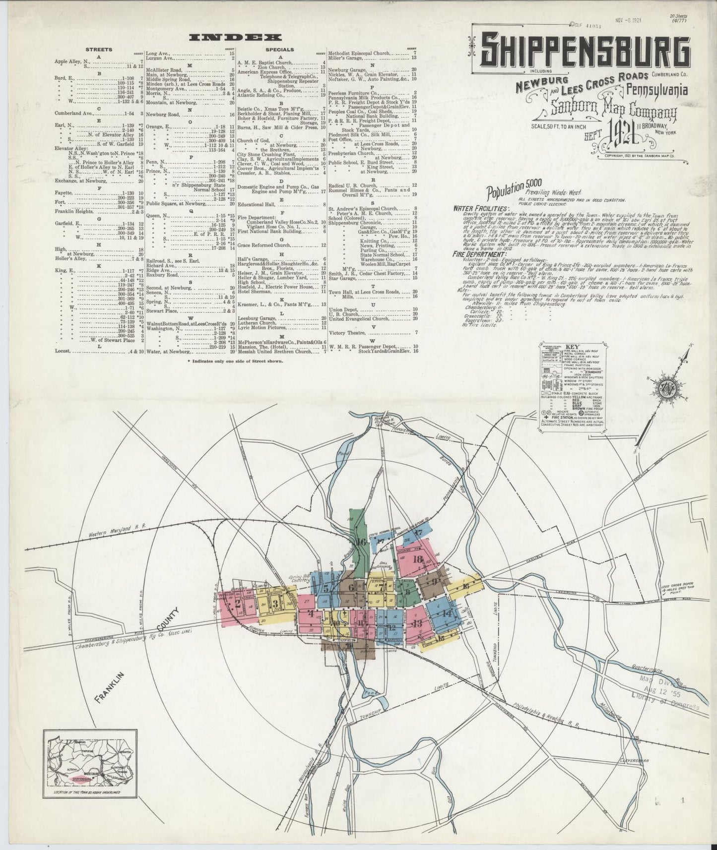 Sanborn Fire Insurance Map from Shippensburg, Cumberland And Franklin Counties, Pennsylvania. (1921) – Historic Sanborn Fire Insurance Map Print