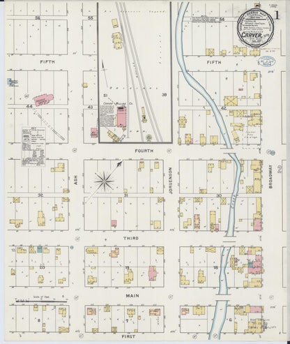 Sanborn Fire Insurance Map from Carver, Carver County, Minnesota (1894), Sheet #0001 - Complete Map Set gallery image, historic Sanborn map, vintage wall art, Minnesota Minnesota
