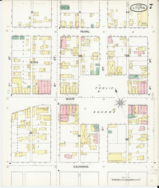 Sanborn Fire Insurance Map from Lyons, Clinton County, Iowa (1892), Sheet #0007 - Historic Sanborn Fire Insurance Map Print, vintage old map wall art