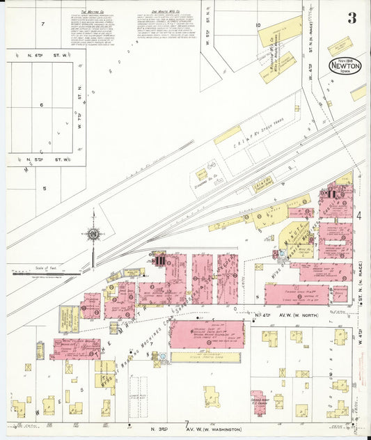 Sanborn Fire Insurance Map from Newton, Jasper County, Iowa (1918), Sheet #0003 - Historic Sanborn Fire Insurance Map Print, vintage old map wall art