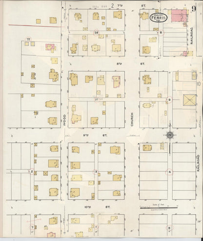 Sanborn Fire Insurance Map from Ferris, Ellis County, Texas (1941), Sheet #0009 - Complete Map Set gallery image, historic Sanborn map, vintage wall art, Texas Texas