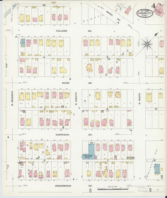 Sanborn Fire Insurance Map from Canon City, Fremont County, Colorado (1908), Sheet #0004 - Historic Sanborn Fire Insurance Map Print, vintage old map wall art, antique decor, genealogy gift, Colorado Colorado map
