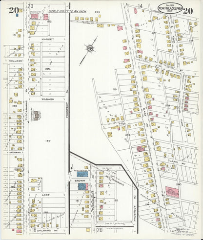 Sanborn Fire Insurance Map from New Philadelphia, Tuscarawas County, Ohio (1926), Sheet #0020 - Historic Sanborn Fire Insurance Map Print, vintage old map wall art, antique decor, genealogy gift, Ohio Ohio map