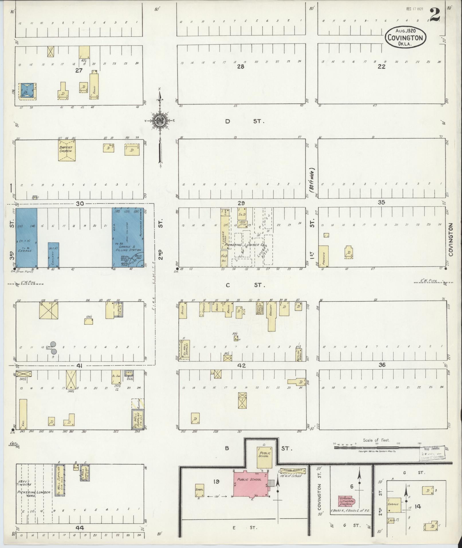 Sanborn Fire Insurance Map from Covington, Garfield County, Oklahoma (1920), Sheet #0002 - Complete Map Set gallery image, historic Sanborn map, vintage wall art, Oklahoma Oklahoma