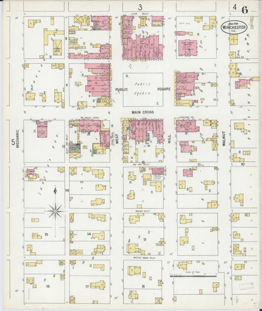 Sanborn Fire Insurance Map from Winchester, Scott County, Illinois (1900), Sheet #0006 - Historic Sanborn Fire Insurance Map Print, vintage old map wall art, antique decor, genealogy gift, Illinois Illinois map