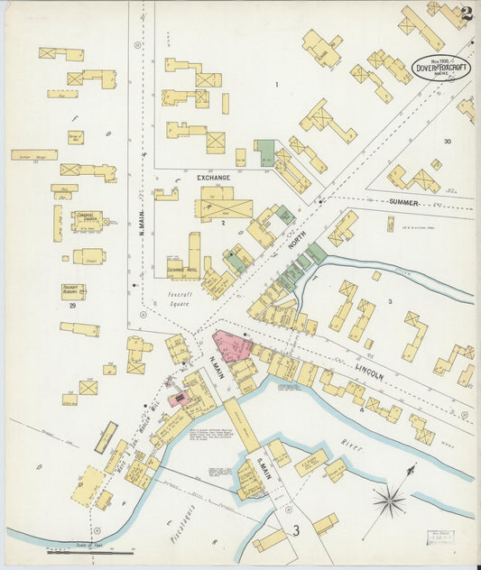 Sanborn Fire Insurance Map from Dover, Piscataguis County, Maine (1900), Sheet #0002 - Historic Sanborn Fire Insurance Map Print, vintage old map wall art, antique decor, genealogy gift, Maine Maine map