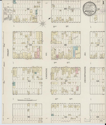 Sanborn Fire Insurance Map from Montrose, Montrose County, Colorado (1886), Sheet #0001 - Complete Map Set gallery image, historic Sanborn map, vintage wall art, Colorado Colorado