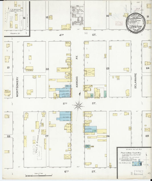 Sanborn Fire Insurance Map from Longton, Elk County, Kansas (1893), Sheet #0001 - Historic Sanborn Fire Insurance Map Print, vintage old map wall art, antique decor, genealogy gift, Kansas Kansas map