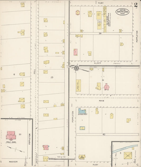 Sanborn Fire Insurance Map from Sheridan, Madison County, Montana (1912), Sheet #0002 - Historic Sanborn Fire Insurance Map Print, vintage old map wall art, antique decor, genealogy gift, Montana Montana map