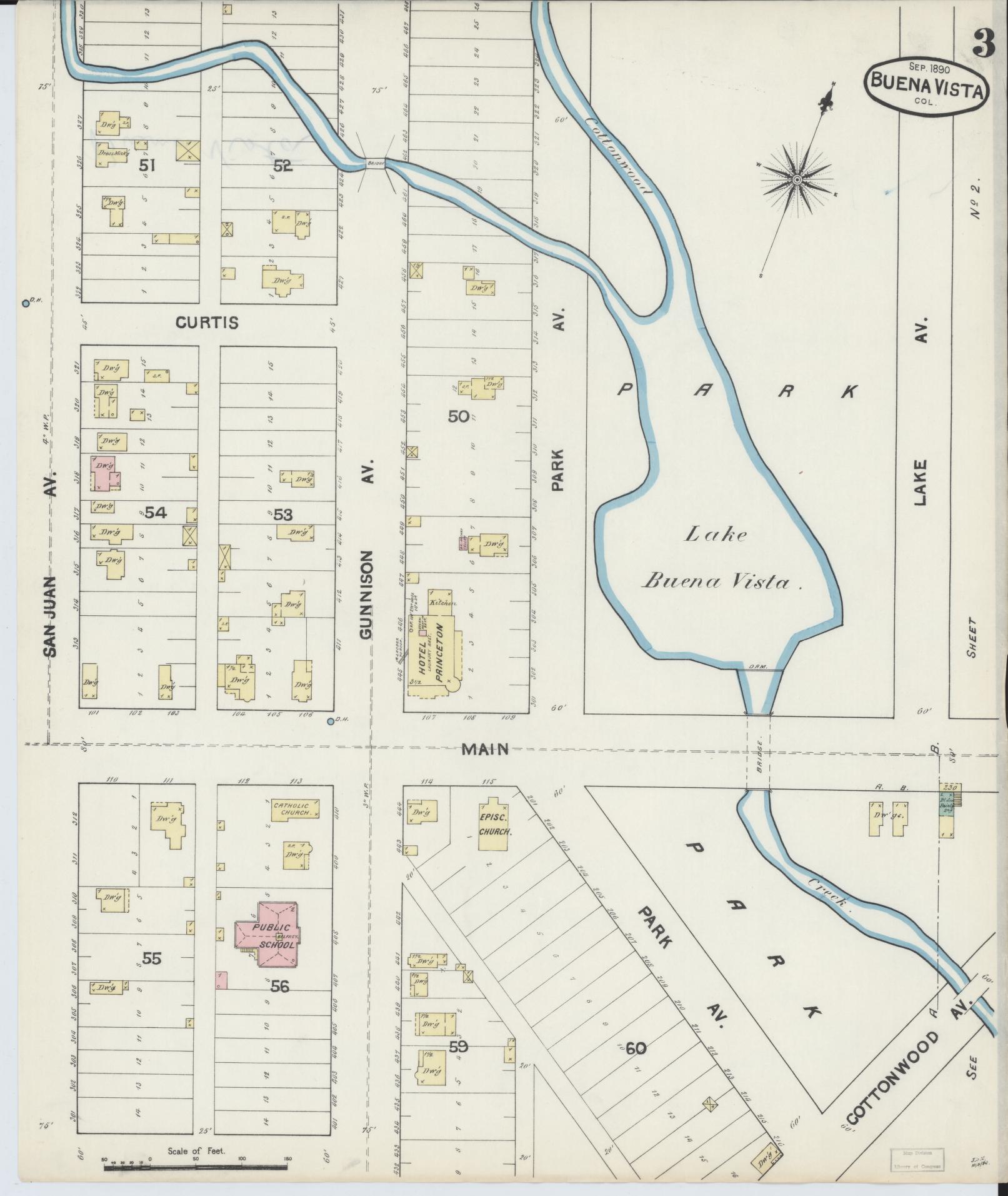 Sanborn Fire Insurance Map from Buena Vista, Chaffee County, Colorado (1890), Sheet #0003 - Complete Map Set gallery image, historic Sanborn map, vintage wall art, Colorado Colorado