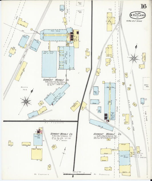 Sanborn Fire Insurance Map from Rutland, Rutland County, Vermont (1895), Sheet #0016 - Historic Sanborn Fire Insurance Map Print, vintage old map wall art, antique decor, genealogy gift, Vermont Vermont map