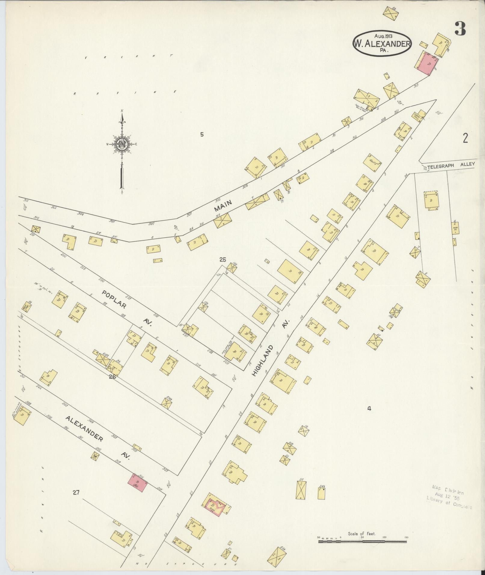 Sanborn Fire Insurance Map from West Alexander, Washington County, Pennsylvania (1913), Sheet #0003 - Complete Map Set gallery image, historic Sanborn map, vintage wall art, Pennsylvania Pennsylvania