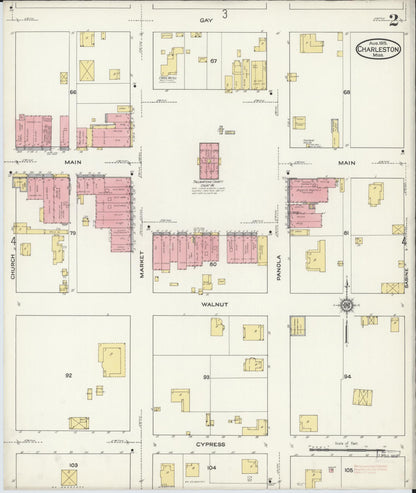 Sanborn Fire Insurance Map from Charleston, Tallahatchie County, Mississippi (1915), Sheet #0002 - Complete Map Set gallery image, historic Sanborn map, vintage wall art, Mississippi Mississippi