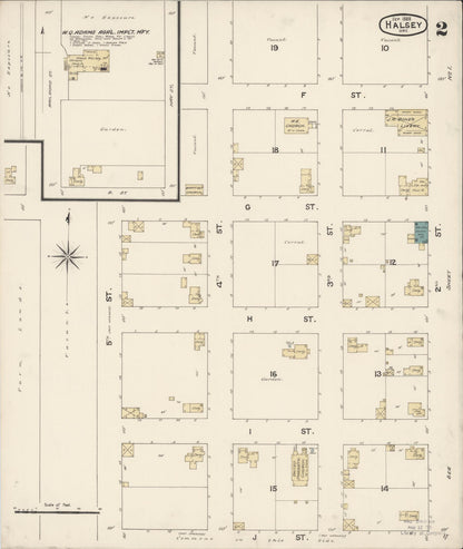 Sanborn Fire Insurance Map from Halsey, Linn County, Oregon (1888), Sheet #0002 - Complete Map Set gallery image, historic Sanborn map, vintage wall art, Oregon Oregon