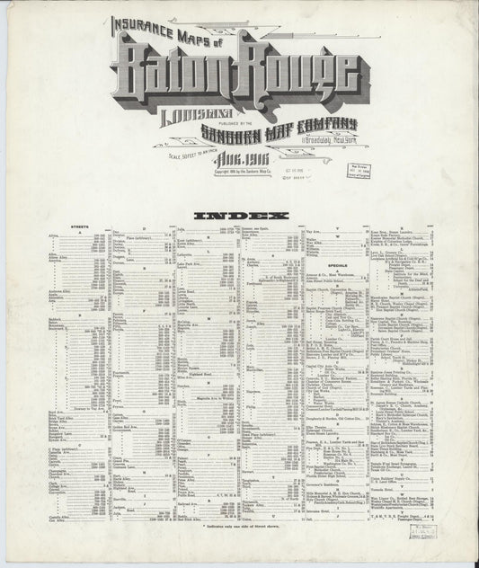 Sanborn Fire Insurance Map from Baton Rouge, East Baton Rouge Parish, Louisiana. (1916) – Historic Sanborn Fire Insurance Map Print