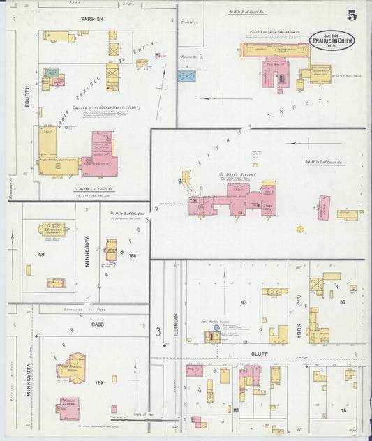Sanborn Fire Insurance Map from Prairie du Chien, Crawford County, Wisconsin (1905), Sheet #0005 - Historic Sanborn Fire Insurance Map Print, vintage old map wall art, antique decor, genealogy gift, Wisconsin Wisconsin map