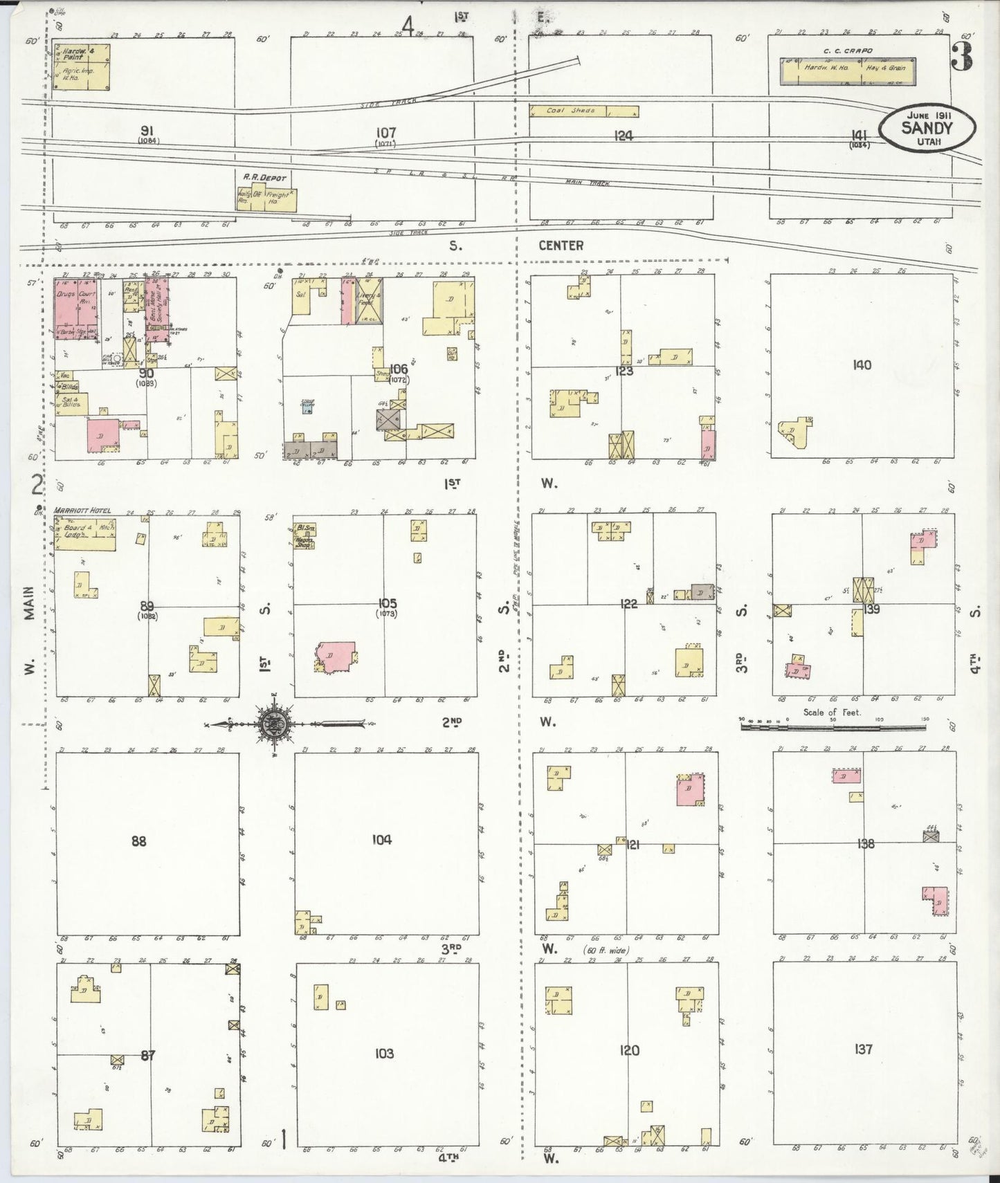 Sanborn Fire Insurance Map from Sandy, Salt Lake County, Utah (1911), Sheet #0003 - Complete Map Set gallery image, historic Sanborn map, vintage wall art, Utah Utah