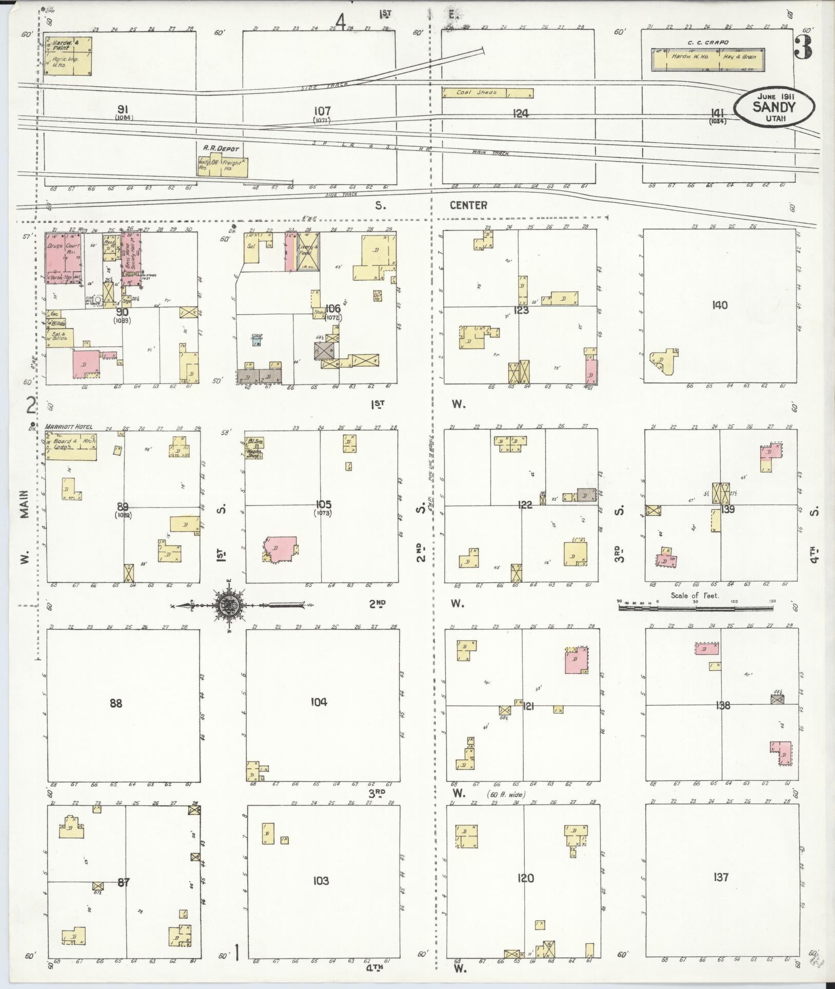 Sanborn Fire Insurance Map from Sandy, Salt Lake County, Utah (1911), Sheet #0003 - Complete Map Set gallery image, historic Sanborn map, vintage wall art, Utah Utah