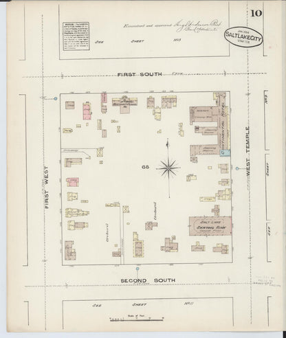 Sanborn Fire Insurance Map from Salt Lake City, Salt Lake County, Utah (1884), Sheet #0010 - Complete Map Set gallery image, historic Sanborn map, vintage wall art, Utah Utah