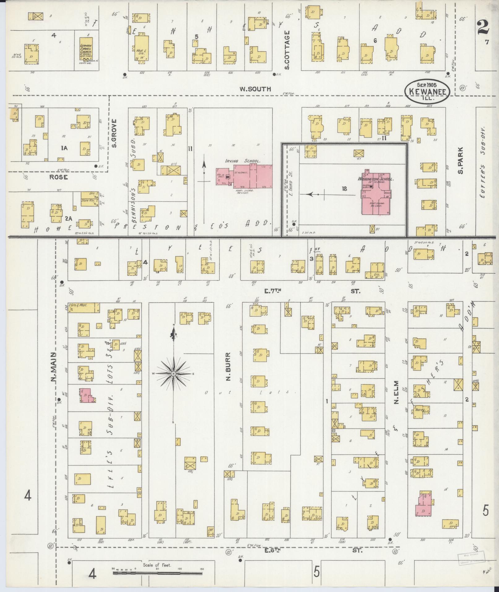 Sanborn Fire Insurance Map from Kewanee, Henry County, Illinois (1905), Sheet #0002 - Complete Map Set gallery image, historic Sanborn map, vintage wall art, Illinois Illinois