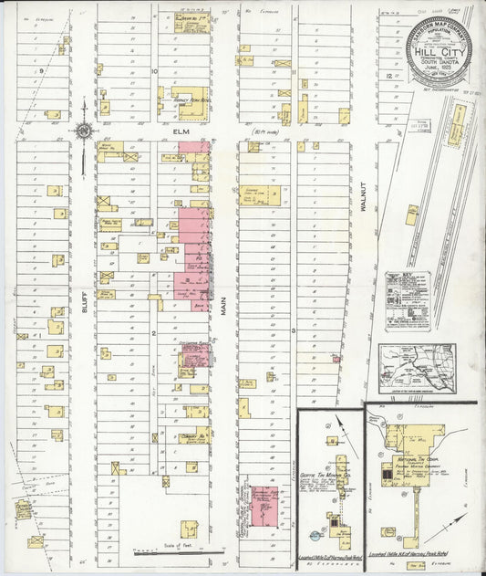 Sanborn Fire Insurance Map from Hill City, Pennington County, South Dakota (1923), Sheet #0001 - Historic Sanborn Fire Insurance Map Print, vintage old map wall art, antique decor, genealogy gift, South Dakota South Dakota map