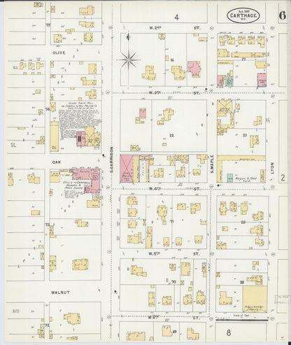 Sanborn Fire Insurance Map from Carthage, Jasper County, Missouri (1897), Sheet #0006 - Complete Map Set gallery image, historic Sanborn map, vintage wall art, Missouri Missouri