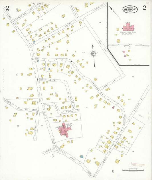 Sanborn Fire Insurance Map from Westport, Fairfield County, Connecticut (1931), Sheet #0002 - Historic Sanborn Fire Insurance Map Print, vintage old map wall art, antique decor, genealogy gift, Connecticut Connecticut map