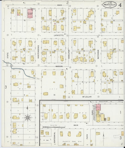Sanborn Fire Insurance Map from Monticello, Piatt County, Illinois (1899), Sheet #0004 - Complete Map Set gallery image, historic Sanborn map, vintage wall art, Illinois Illinois