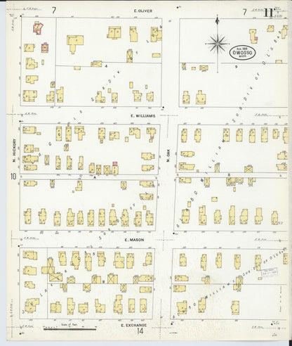Sanborn Fire Insurance Map from Owosso, Shiawassee County, Michigan (1908), Sheet #0011 - Historic Sanborn Fire Insurance Map Print, vintage old map wall art, antique decor, genealogy gift, Michigan Michigan map