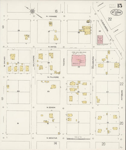 Sanborn Fire Insurance Map from Saint Johns, Multnomah County, Oregon (1911), Sheet #0015 - Complete Map Set gallery image, historic Sanborn map, vintage wall art, Oregon Oregon