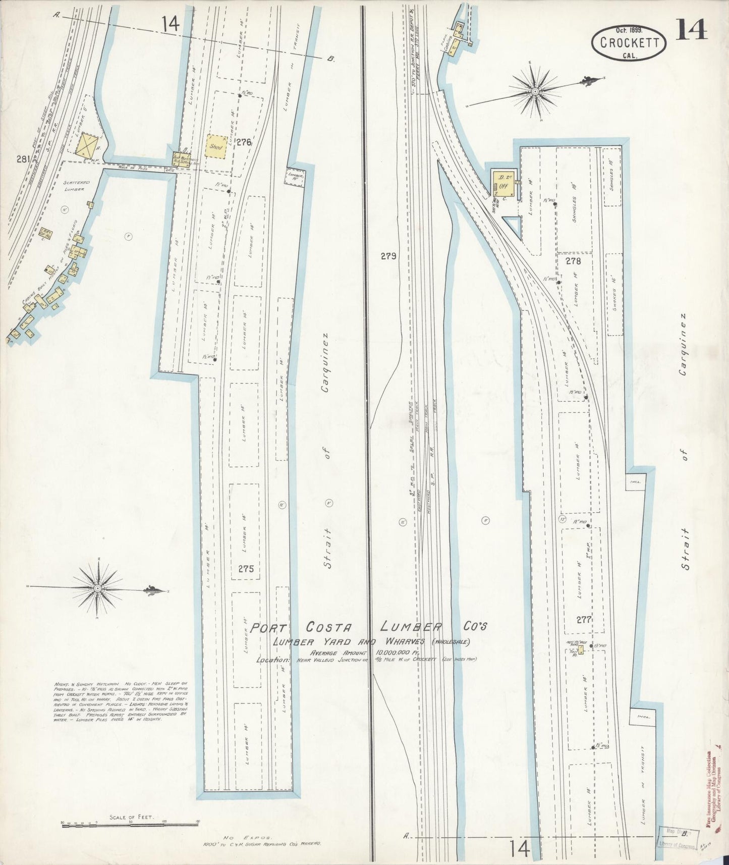 Sanborn Fire Insurance Map from Crockett, Contra Costa County, California (1899), Sheet #0014 - Historic Sanborn Fire Insurance Map Print, vintage old map wall art, antique decor, genealogy gift, California California map