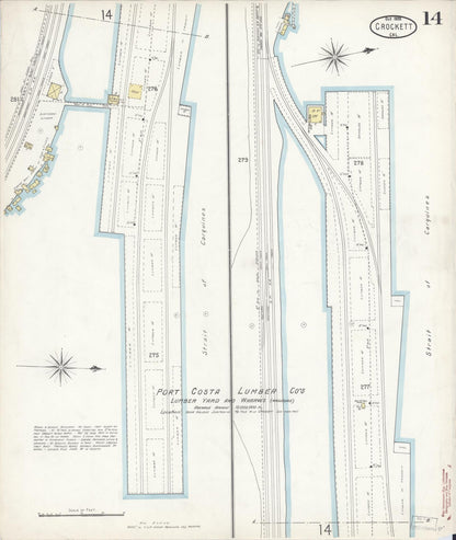 Sanborn Fire Insurance Map from Crockett, Contra Costa County, California (1899), Sheet #0014 - Historic Sanborn Fire Insurance Map Print, vintage old map wall art, antique decor, genealogy gift, California California map