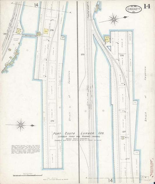 Sanborn Fire Insurance Map from Crockett, Contra Costa County, California (1899), Sheet #0014 - Historic Sanborn Fire Insurance Map Print, vintage old map wall art, antique decor, genealogy gift, California California map