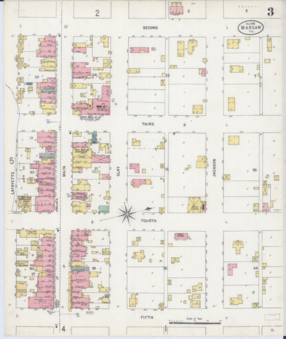 Sanborn Fire Insurance Map from Warsaw, Hancock County, Illinois (1898), Sheet #0003 - Complete Map Set gallery image, historic Sanborn map, vintage wall art, Illinois Illinois