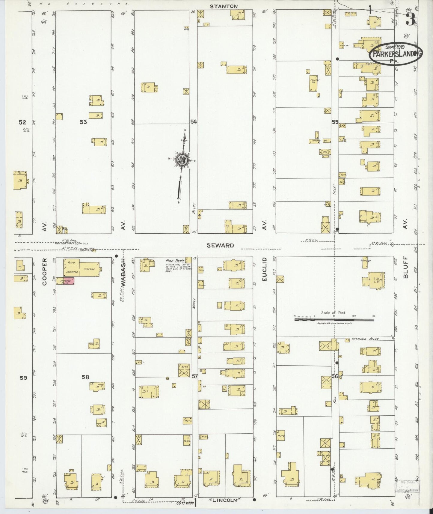 Sanborn Fire Insurance Map from Parkers Landing, Armstrong County, Pennsylvania (1919), Sheet #0003 - Complete Map Set gallery image, historic Sanborn map, vintage wall art, Pennsylvania Pennsylvania