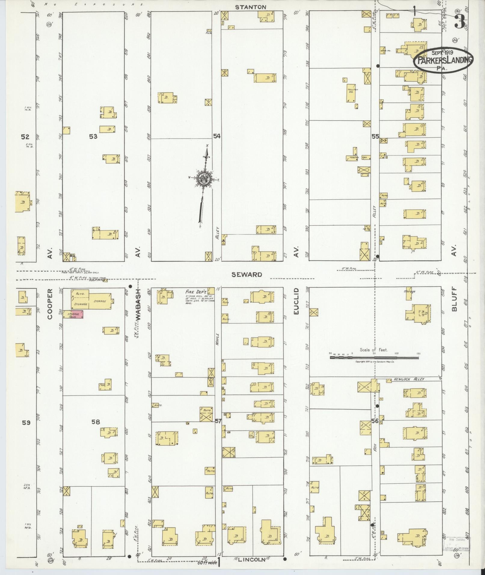 Sanborn Fire Insurance Map from Parkers Landing, Armstrong County, Pennsylvania (1919), Sheet #0003 - Complete Map Set gallery image, historic Sanborn map, vintage wall art, Pennsylvania Pennsylvania