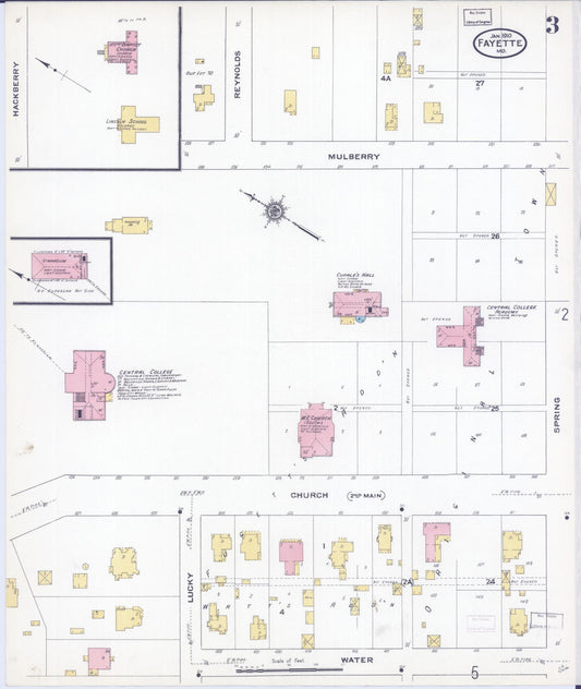 Sanborn Fire Insurance Map from Fayette, Howard County, Missouri (1910), Sheet #0003 - Historic Sanborn Fire Insurance Map Print, vintage old map wall art, antique decor, genealogy gift, Missouri Missouri map
