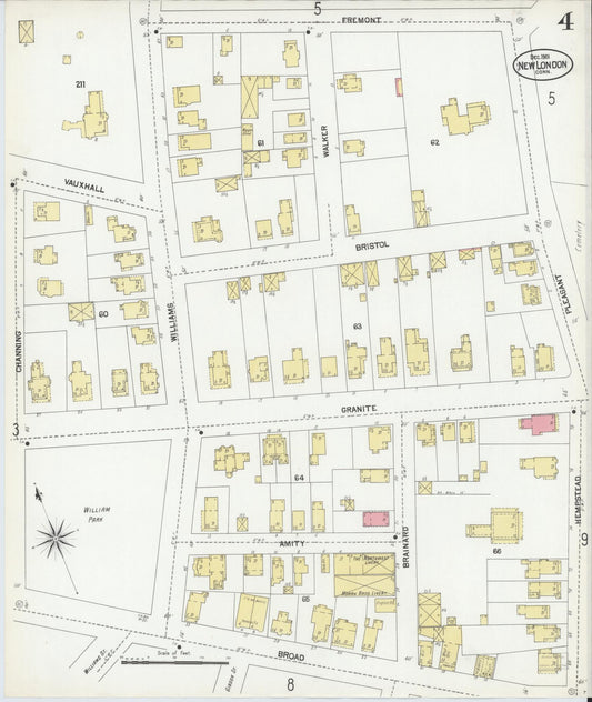 Sanborn Fire Insurance Map from New London, New London County, Connecticut (1901), Sheet #0004 - Historic Sanborn Fire Insurance Map Print, vintage old map wall art, antique decor, genealogy gift, Connecticut Connecticut map