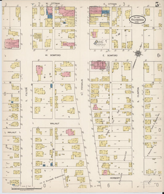 Sanborn Fire Insurance Map from Richwood, Union County, Ohio (1921), Sheet #0005 - Historic Sanborn Fire Insurance Map Print, vintage old map wall art, antique decor, genealogy gift, Ohio Ohio map