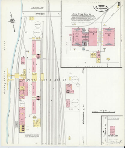 Sanborn Fire Insurance Map from Glassport, Allegheny County, Pennsylvania (1909), Sheet #0008 - Complete Map Set gallery image, historic Sanborn map, vintage wall art, Pennsylvania Pennsylvania