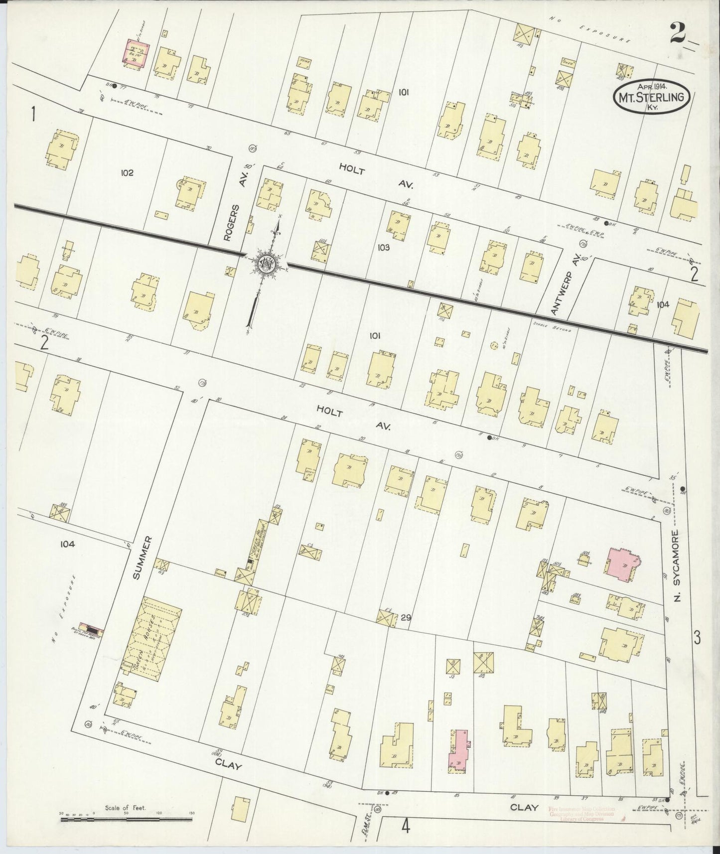Sanborn Fire Insurance Map from Mount Sterling, Montgomery County, Kentucky (1914), Sheet #0002 - Complete Map Set gallery image, historic Sanborn map, vintage wall art, Kentucky Kentucky