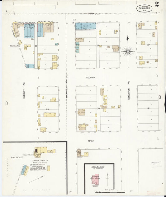 Sanborn Fire Insurance Map from Springer, Colfax County, New Mexico (1902), Sheet #0002 - Historic Sanborn Fire Insurance Map Print, vintage old map wall art, antique decor, genealogy gift, New Mexico New Mexico map